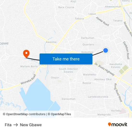Fita to New Gbawe map
