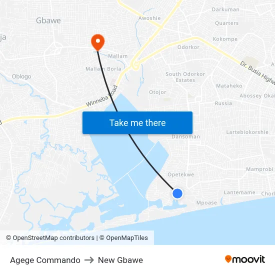 Agege Commando to New Gbawe map