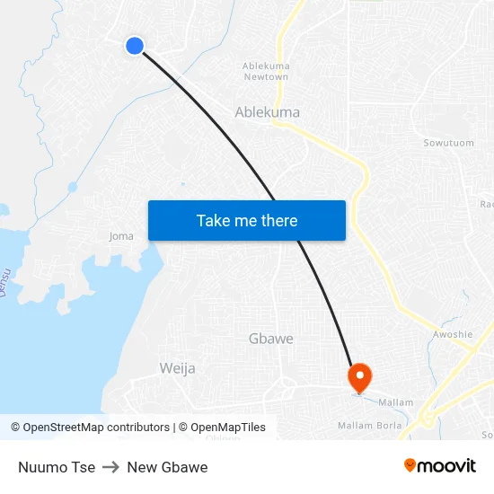 Nuumo Tse to New Gbawe map