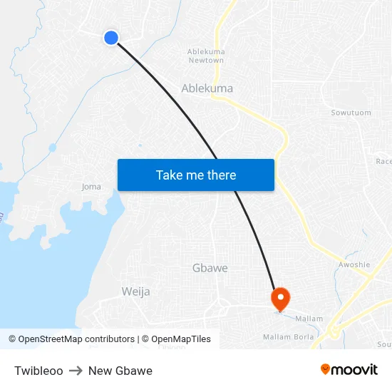 Twibleoo to New Gbawe map