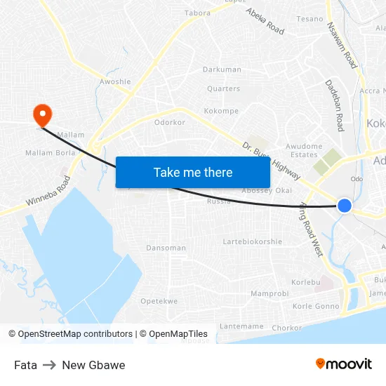 Fata to New Gbawe map