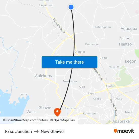 Fase Junction to New Gbawe map
