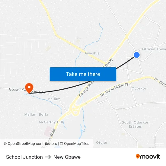 School Junction to New Gbawe map
