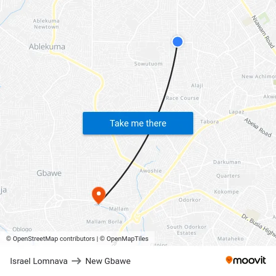 Israel Lomnava to New Gbawe map