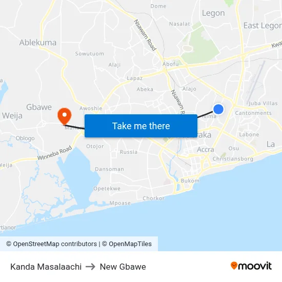 Kanda Masalaachi to New Gbawe map