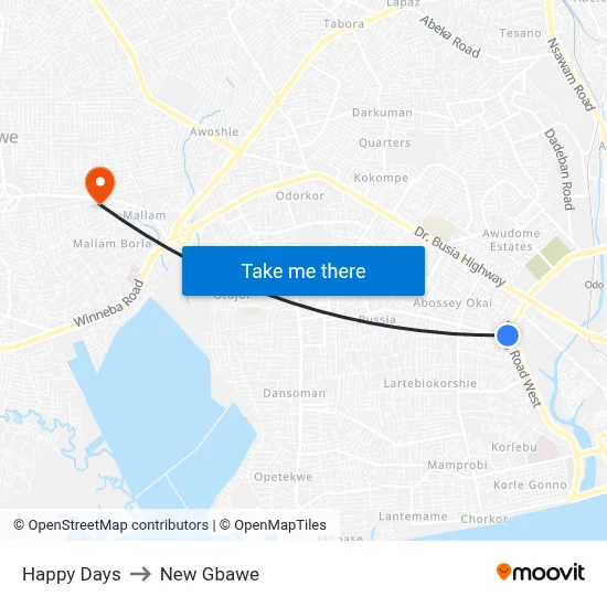 Happy Days to New Gbawe map