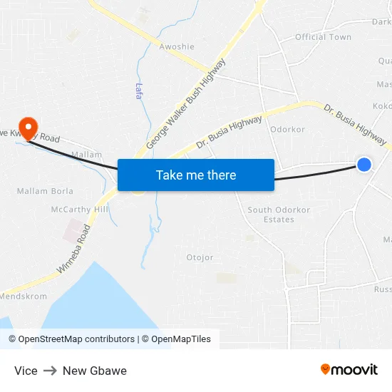 Vice to New Gbawe map
