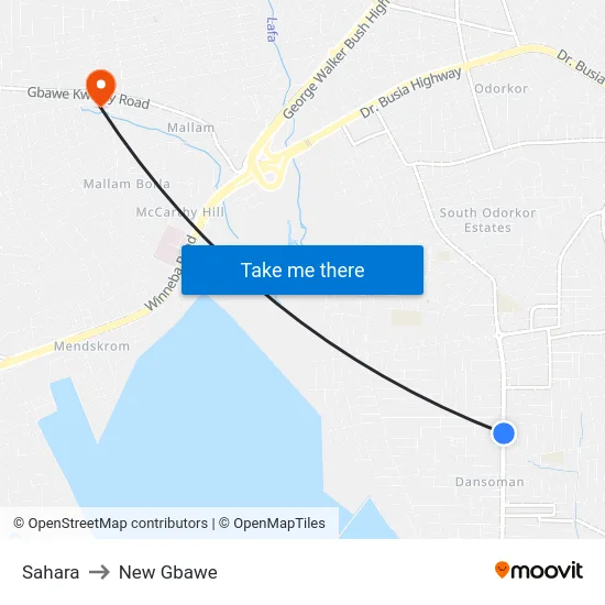 Sahara to New Gbawe map