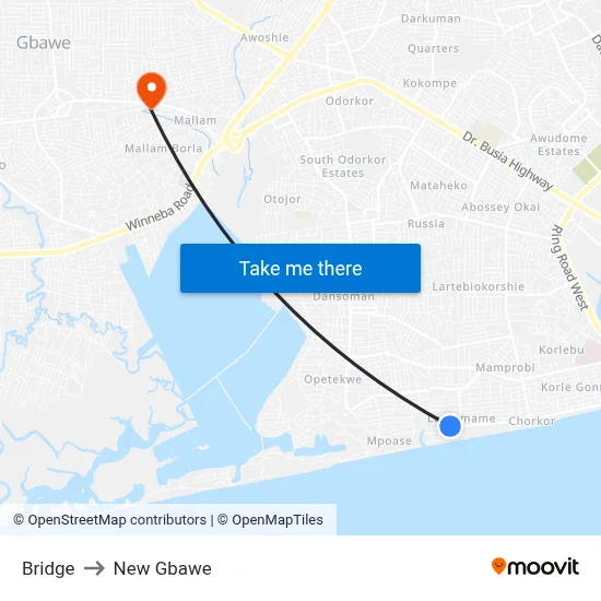 Bridge to New Gbawe map