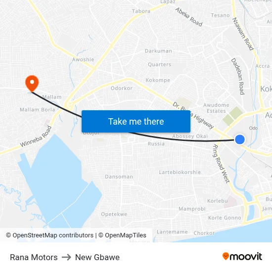 Rana Motors to New Gbawe map