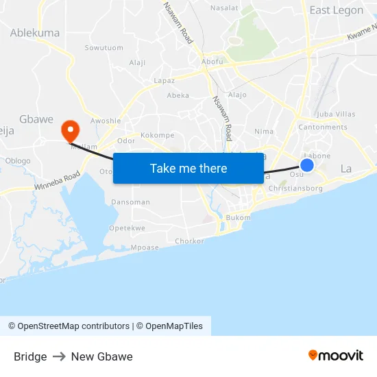 Bridge to New Gbawe map