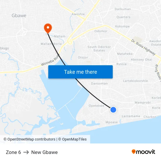Zone 6 to New Gbawe map