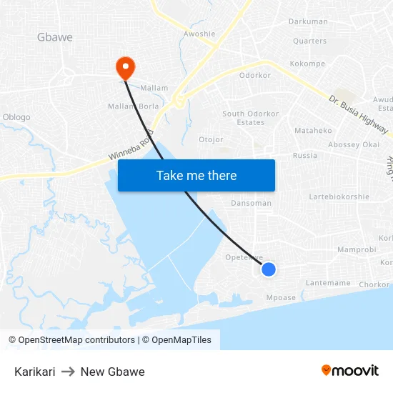 Karikari to New Gbawe map