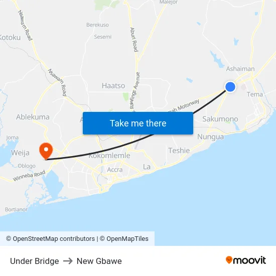 Under Bridge to New Gbawe map