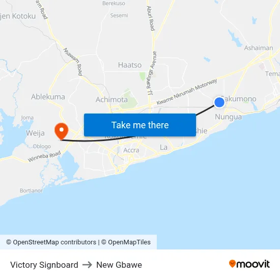 Victory Signboard to New Gbawe map