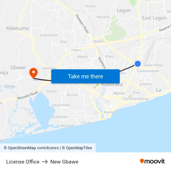 License Office to New Gbawe map