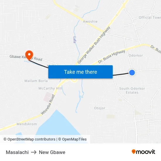 Masalachi to New Gbawe map