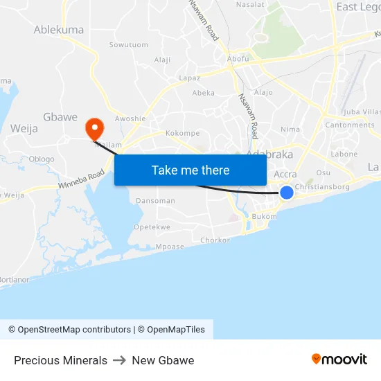 Precious Minerals to New Gbawe map