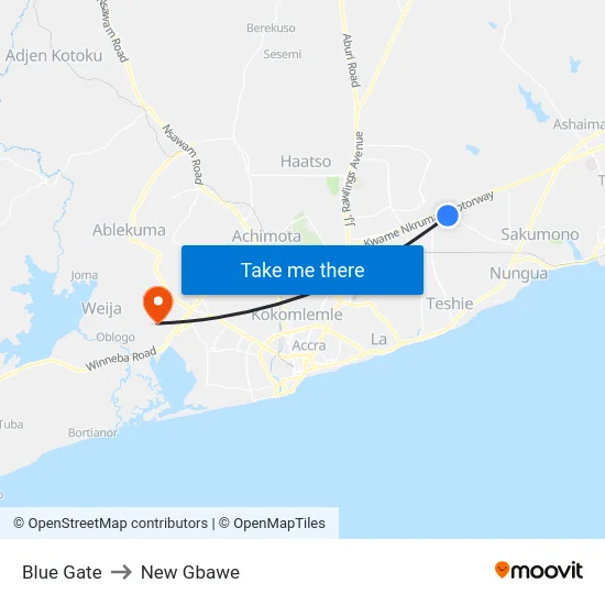 Blue Gate to New Gbawe map