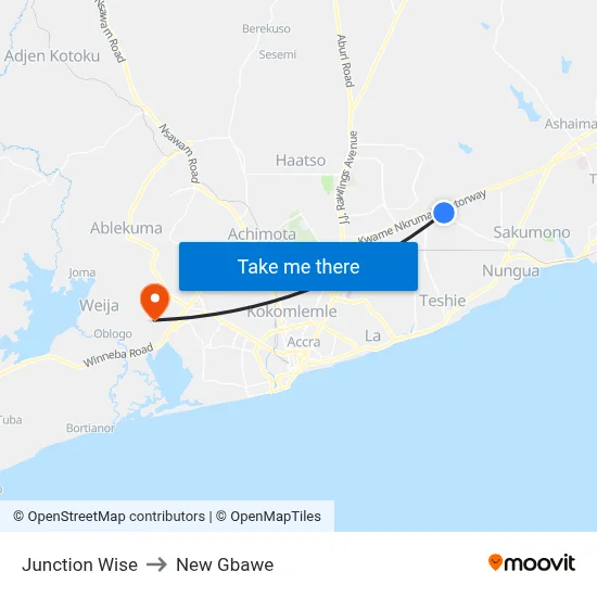Junction Wise to New Gbawe map