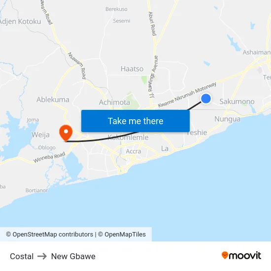 Costal to New Gbawe map
