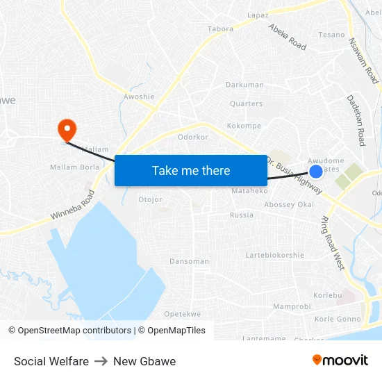 Social Welfare to New Gbawe map