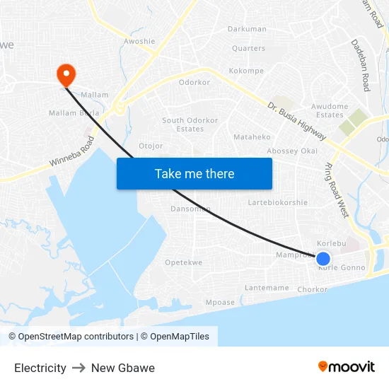 Electricity to New Gbawe map