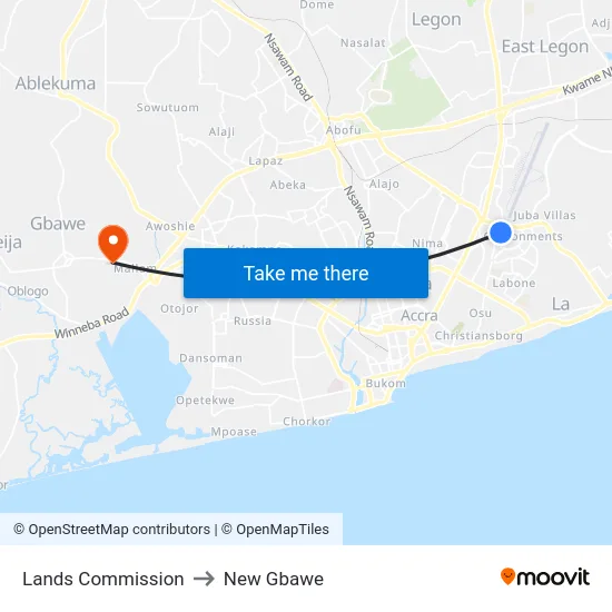 Lands Commission to New Gbawe map