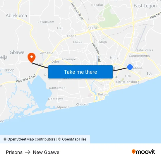 Prisons to New Gbawe map