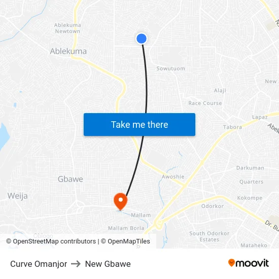 Curve Omanjor to New Gbawe map