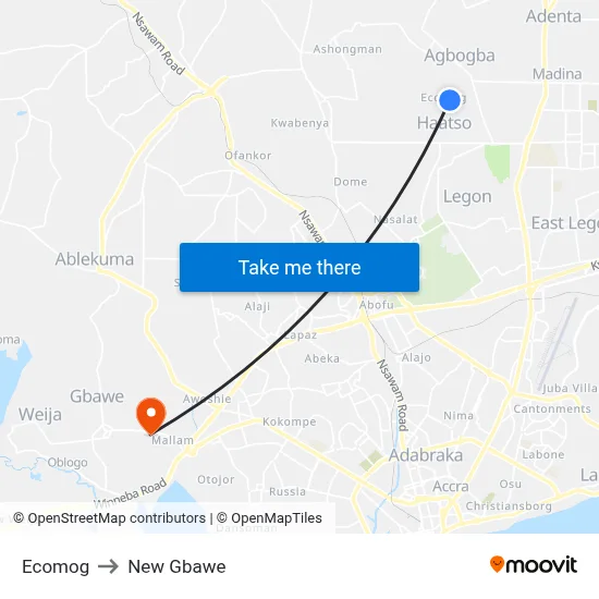 Ecomog to New Gbawe map