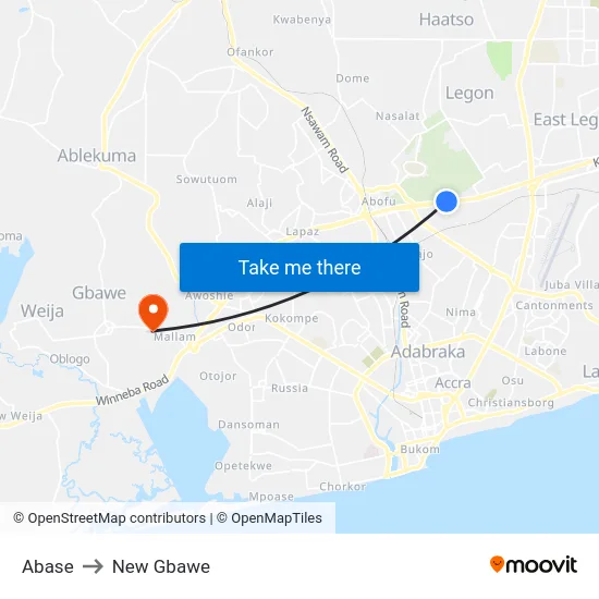 Abase to New Gbawe map