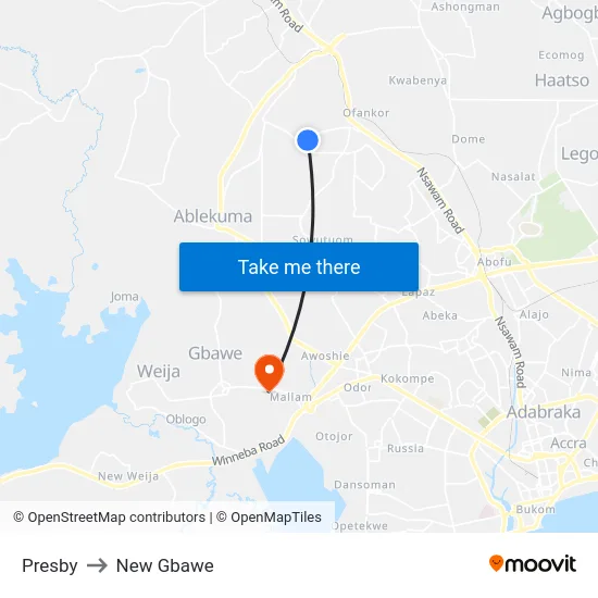 Presby to New Gbawe map