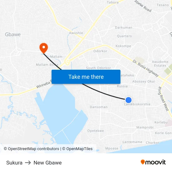 Sukura to New Gbawe map