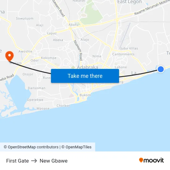 First Gate to New Gbawe map