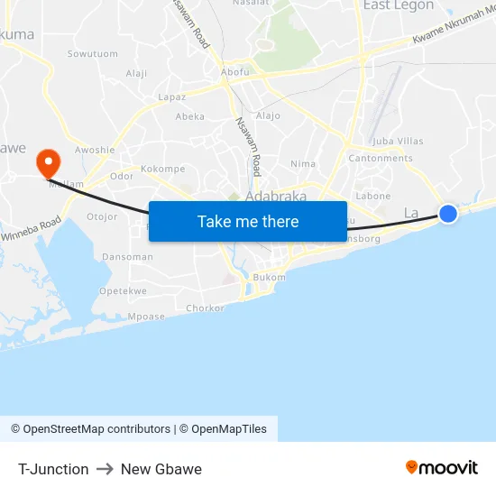 T-Junction to New Gbawe map