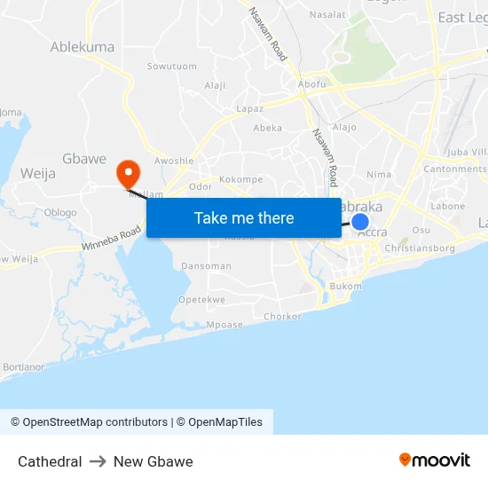 Cathedral to New Gbawe map