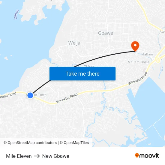 Mile Eleven to New Gbawe map