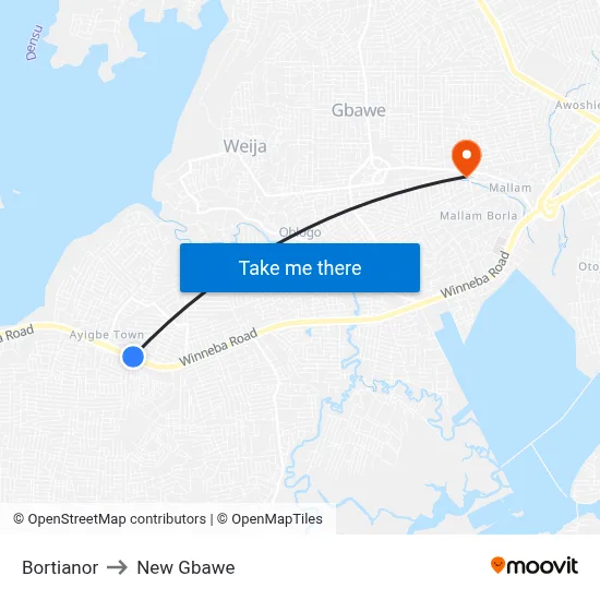 Bortianor to New Gbawe map