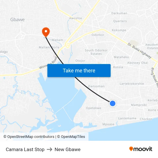 Camara Last Stop to New Gbawe map
