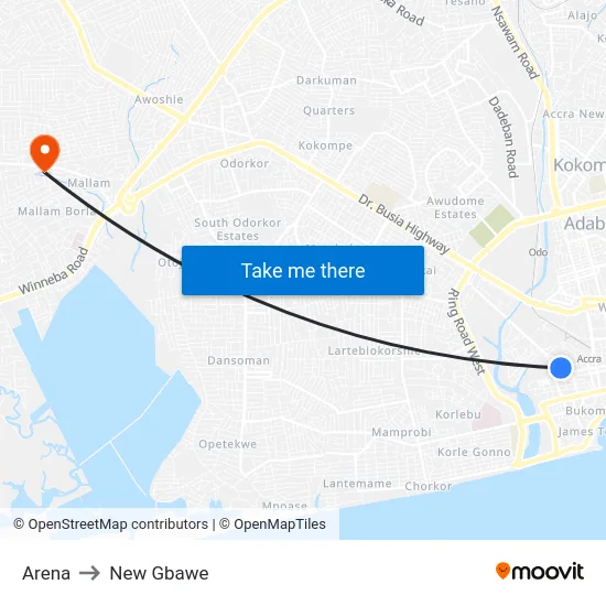 Arena to New Gbawe map