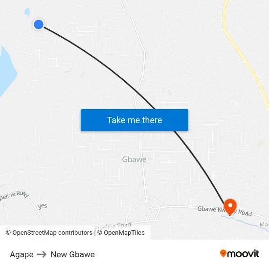 Agape to New Gbawe map