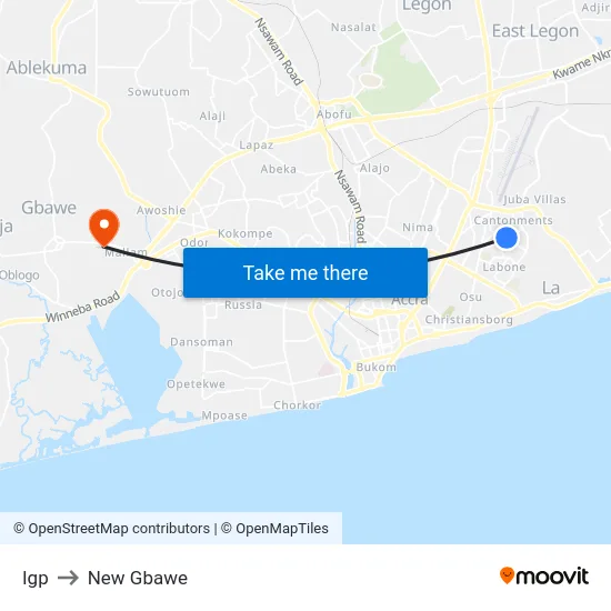 Igp to New Gbawe map