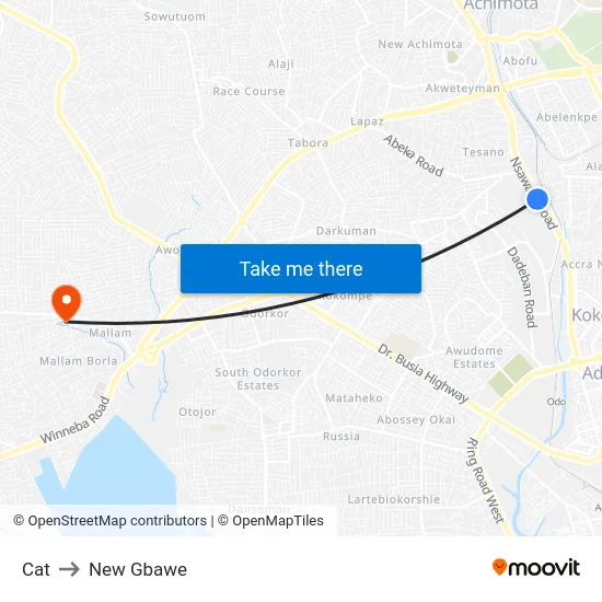 Cat to New Gbawe map