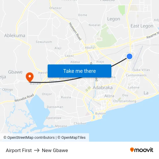 Airport First to New Gbawe map