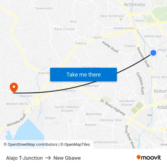 Alajo T-Junction to New Gbawe map