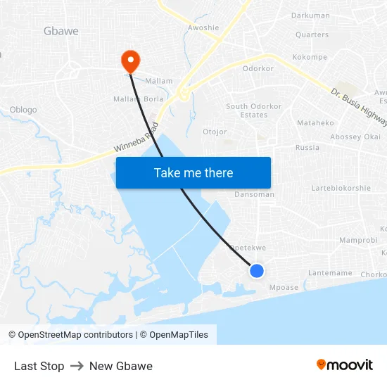 Last Stop to New Gbawe map