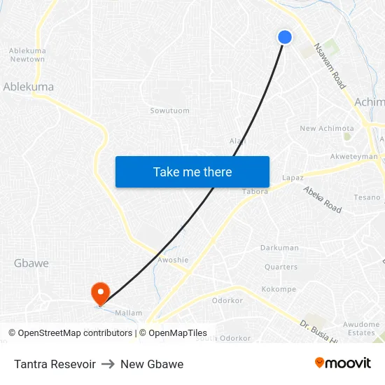 Tantra Resevoir to New Gbawe map