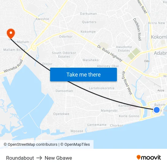Roundabout to New Gbawe map