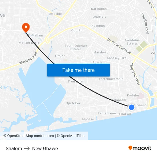 Shalom to New Gbawe map